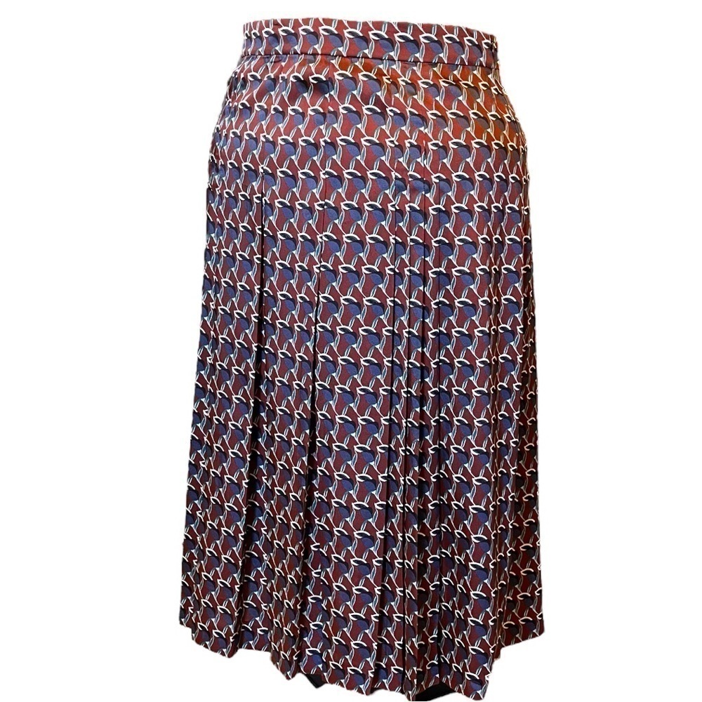 Zara Geometric Print Silky Satin Midi Skirt with Pleats - Picture 3 of 16